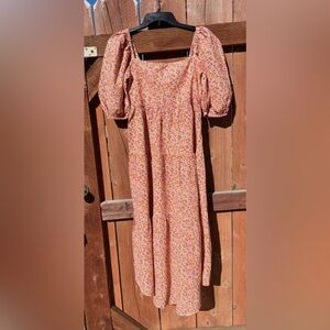 MINKPINK Floral High Low Dress in Orange and Pink